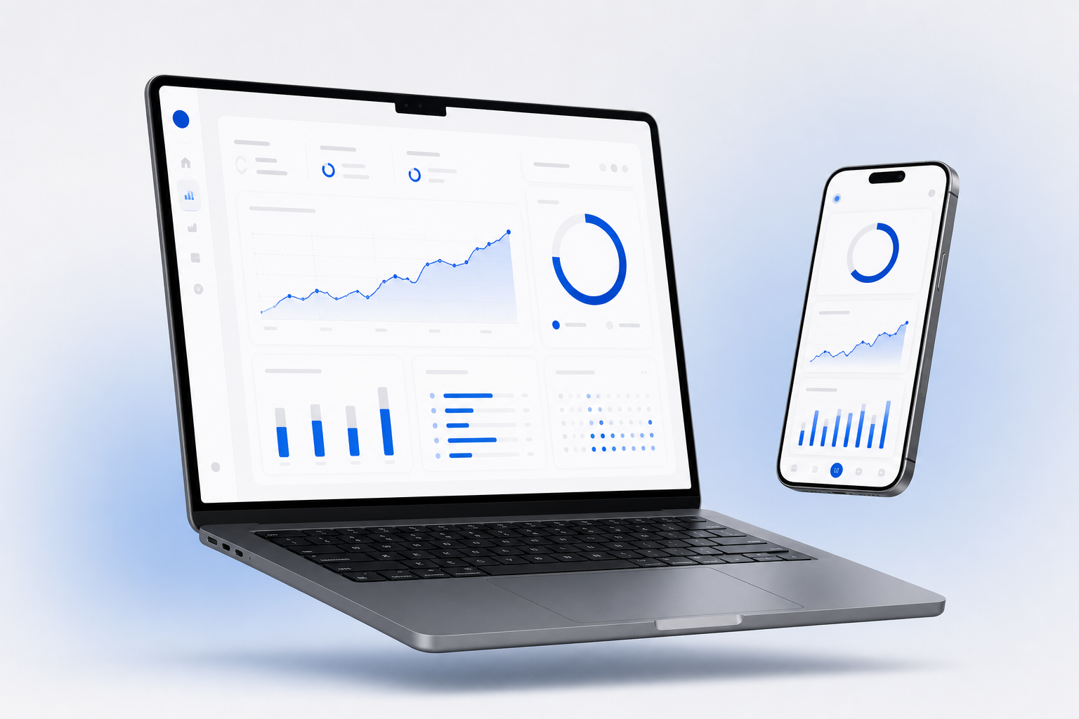Inspecalytics platform — analytics dashboard on laptop and phone